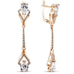 Gold earrings with cubic zirkonia Сз1161ЦБ
