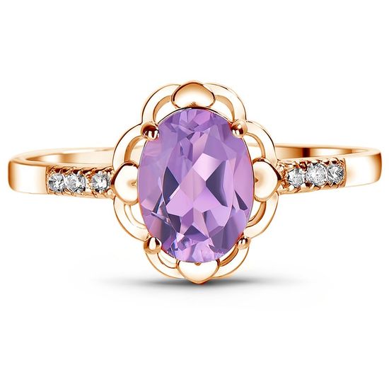 Gold ring with amethyst ПДКз26АМ, 2.7