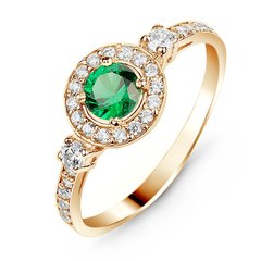 Gold ring with emerald nano K68NE, 15.5, 2.1