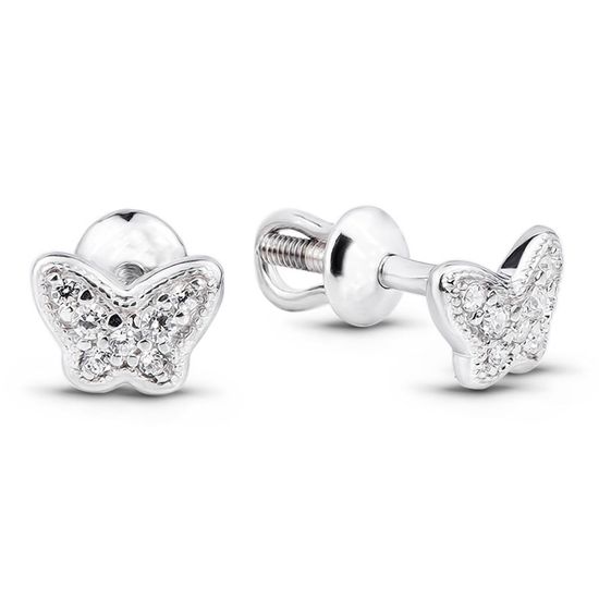 Stud earrings from white gold with cubic zirconia PBz45, 0.92