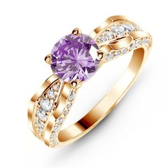 Gold ring with natural amethyst БКз104АМ, 15.5, 4.15