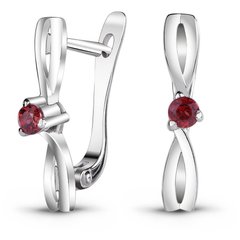 Earrings made of silver with natural garnet С2138Г