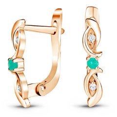 Earrings made of gold with natural emerald Сз2121И