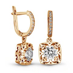 Gold earrings with cubic zirkonia ПДСз28