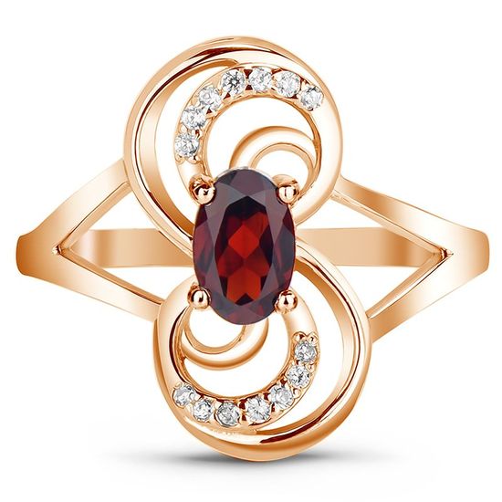Gold ring with natural garnet ФКз190Г, 2.78