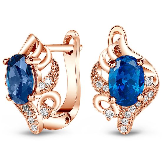 Gold earrings with sapphire nano ПДСз104НС, 4.45