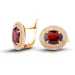 Gold earrings with natural garnets ПДСз66Г