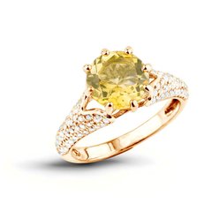 Gold ring with natural citrine ПДКз53Ц, 16, 3.42