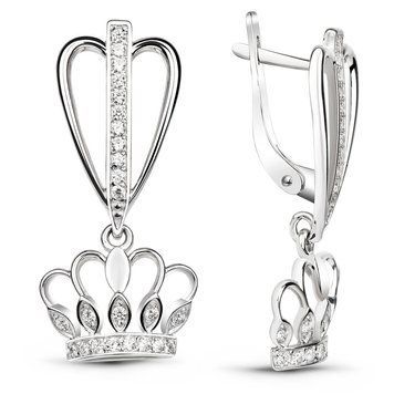 Серьги из белого золота с фианитами ФБСз366, 5.18