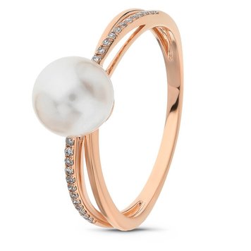 Gold ring with pearls and cubic zirkonia ЖК2016, 2.39