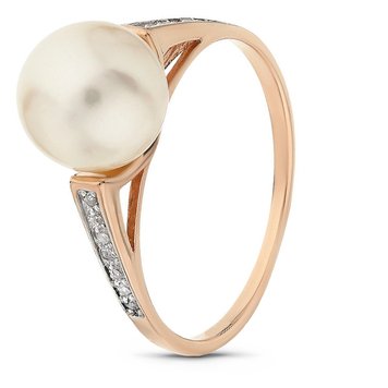 Gold ring with pearls and cubic zirkonia ЖК2022, 2.59