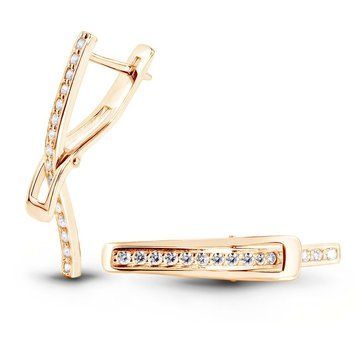 Gold earrings with cubic zirkonia ФСз146