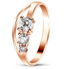 Red gold ring with cubic zirconia FKz223, 1.63