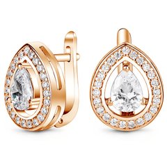 Earrings in gold with cubic zirkonia ПДСз204ЦБ