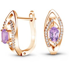 Earrings in gold with natural amethyst ПДСз112АМ
