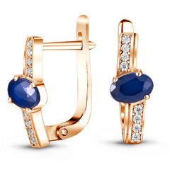 Gold earrings with natural sapphire ПДСз84С