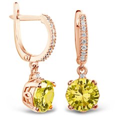Gold earrings with natural citrine ПДСз25Ц, 4.5