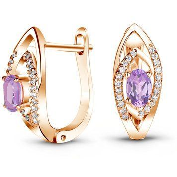 Серьги из золота с натуральным аметистом ПДСз112АМ, 5.04