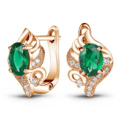 Gold earrings with emerald nano ПДСз104НИ