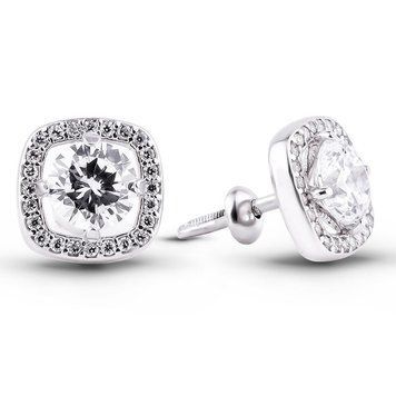 Сережки гвоздики з білого золота з фіанітами ПБз19, 2.59