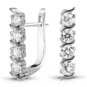 Серьги из белого золота с фианитами ФБСз264, 5.69