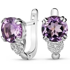Silver earrings with natural amethyst ПДС30АМ