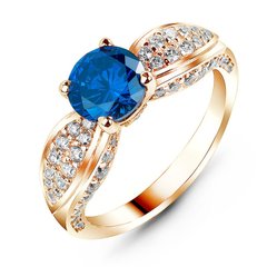 Gold ring with sapphire nano БКз106НС, 15.5, 4.65