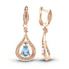 Earrings in gold with natural topaz ПДСз101Т