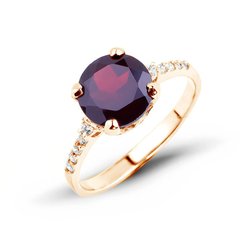 Gold ring with natural garnet ПДКз25Г, 15, 2.55