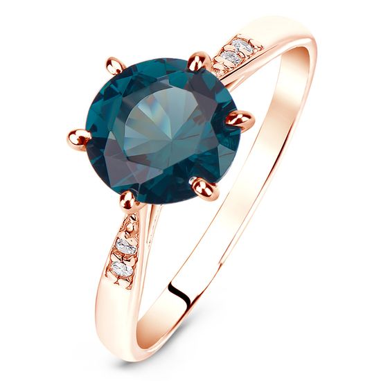 Gold ring with natural topaz London Blue K21LB, 15.5, 2.37