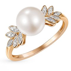 Gold ring with pearls and cubic zirkonia ЖК2019, 3.1