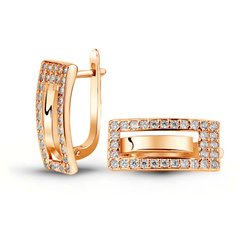 Gold earrings with cubic zirkonia ФСз086