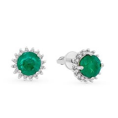 Gold earrings with emeralds and diamonds ИС5507Б