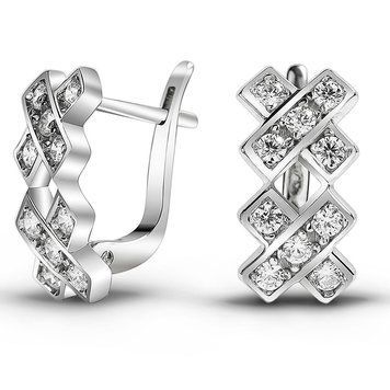 Серьги из белого золота с фианитами ФБСз265, 3.75