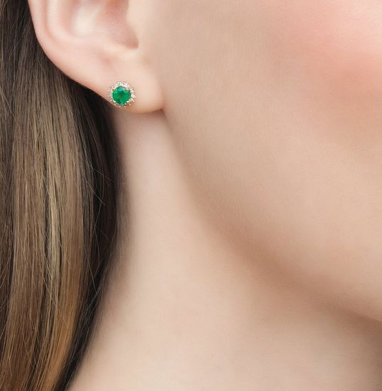 Gold earrings with emeralds and diamonds ИС5507Б