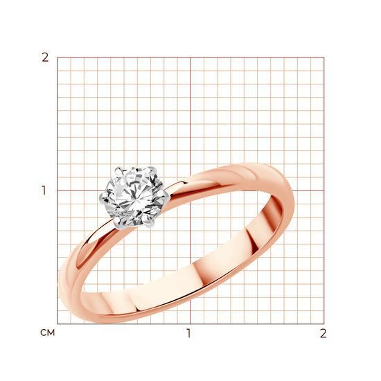 Каблучка з червоного золота з діамантами КБРз119, 2.50