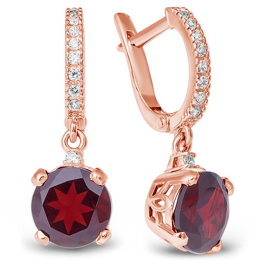 Earrings made of gold with natural garnet S25G, 4.6