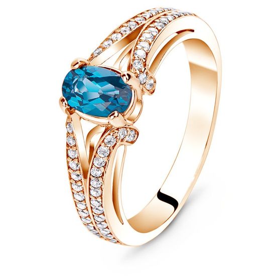Gold ring with natural London Blue topaz ПДКз50ЛБ, 2.87