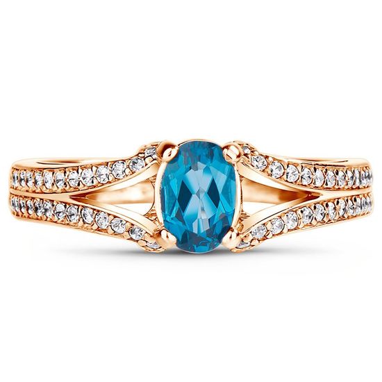 Gold ring with natural London Blue topaz ПДКз50ЛБ, 2.87