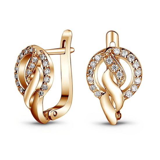 Gold earrings with cubic zirkonia ФСз136