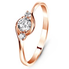 Red gold ring with cubic zirconia FKz226, 1.65