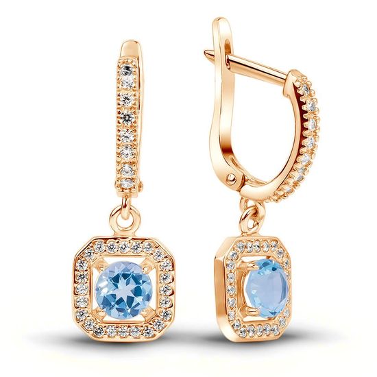 Gold earrings with natural topaz ПДСз01Т