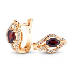 Earrings made of gold with natural garnet ПДСз110Г
