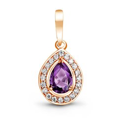 Gold pendant with natural amethyst PDz83AM, 1.7