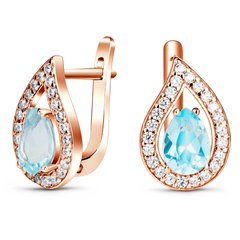 Gold earrings with natural topaz ПДСз93Т, 4.05