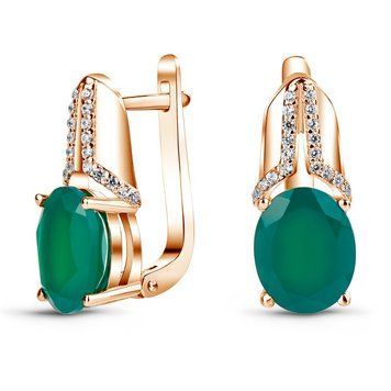 Earrings made of gold with natural agate Сз1186АГ
