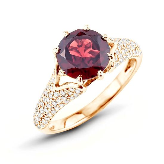 Gold ring with natural garnet ПДКз53Г, 18, 3.42
