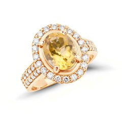 Gold ring with natural citrine ПДКз13Ц, 15, 4.81
