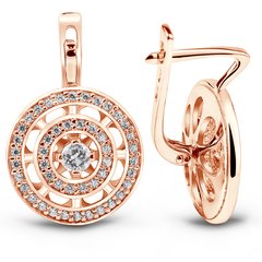 Gold earrings with cubic zirkonia ФСз079, 9.55