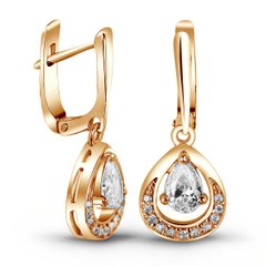 Gold earrings with cubic zirkonia ПДСз128